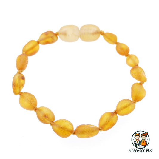 Unpolished sea amber baby bracelet-anklet - Smooth frosted style beads