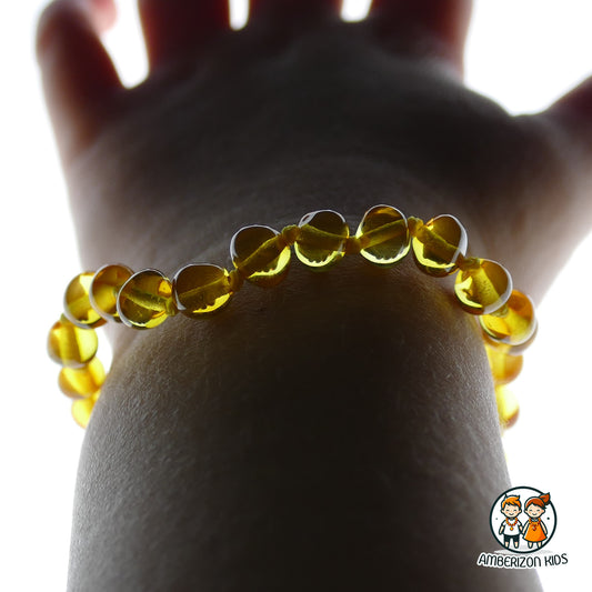 Honey polished amber baby bracelet - anklet - Clear translucent amber beads