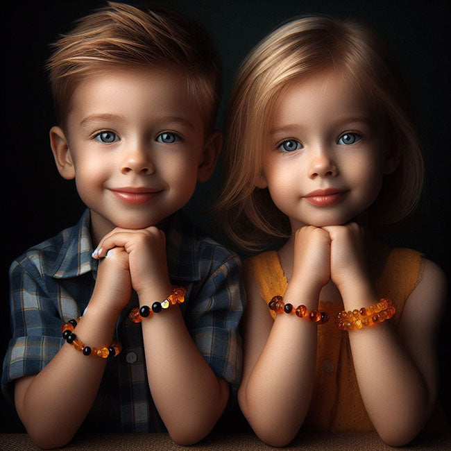 Baltic amber bracelets and anklets for babies