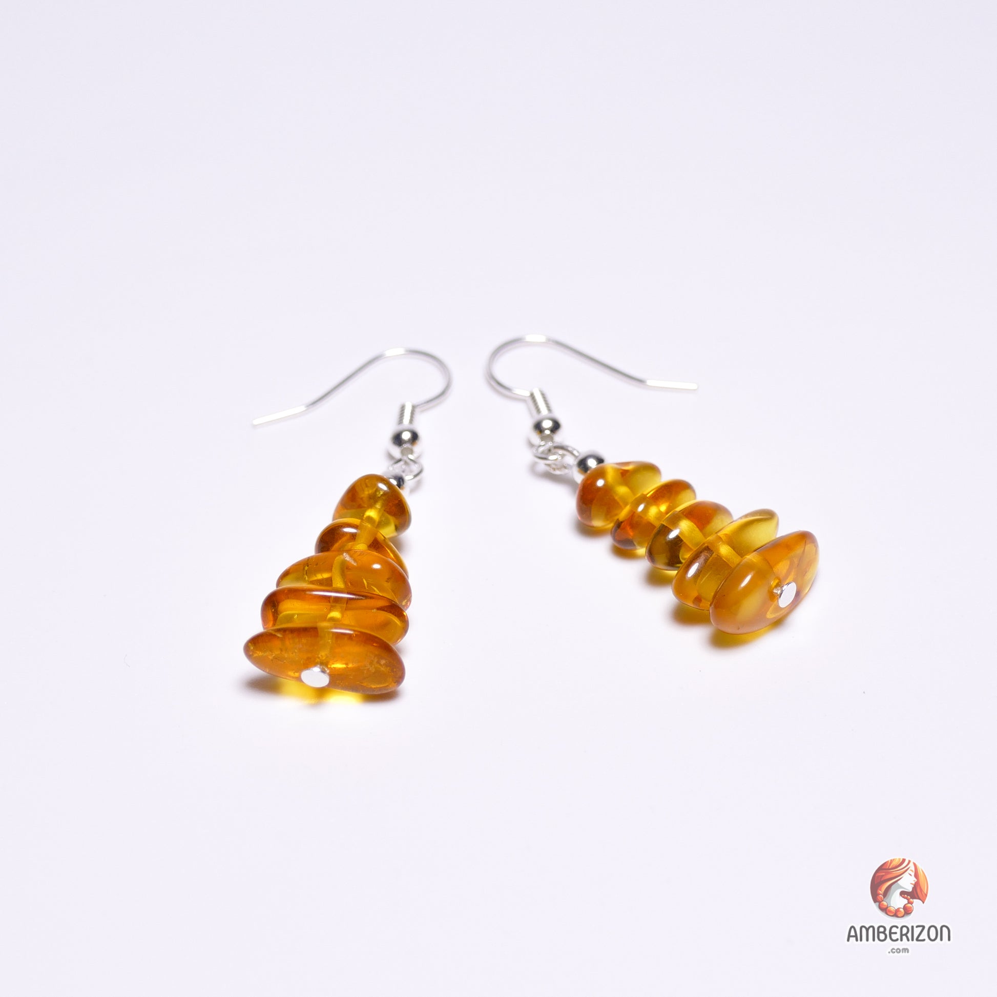 Baltic amber chip earrings - Smooth translucent beads