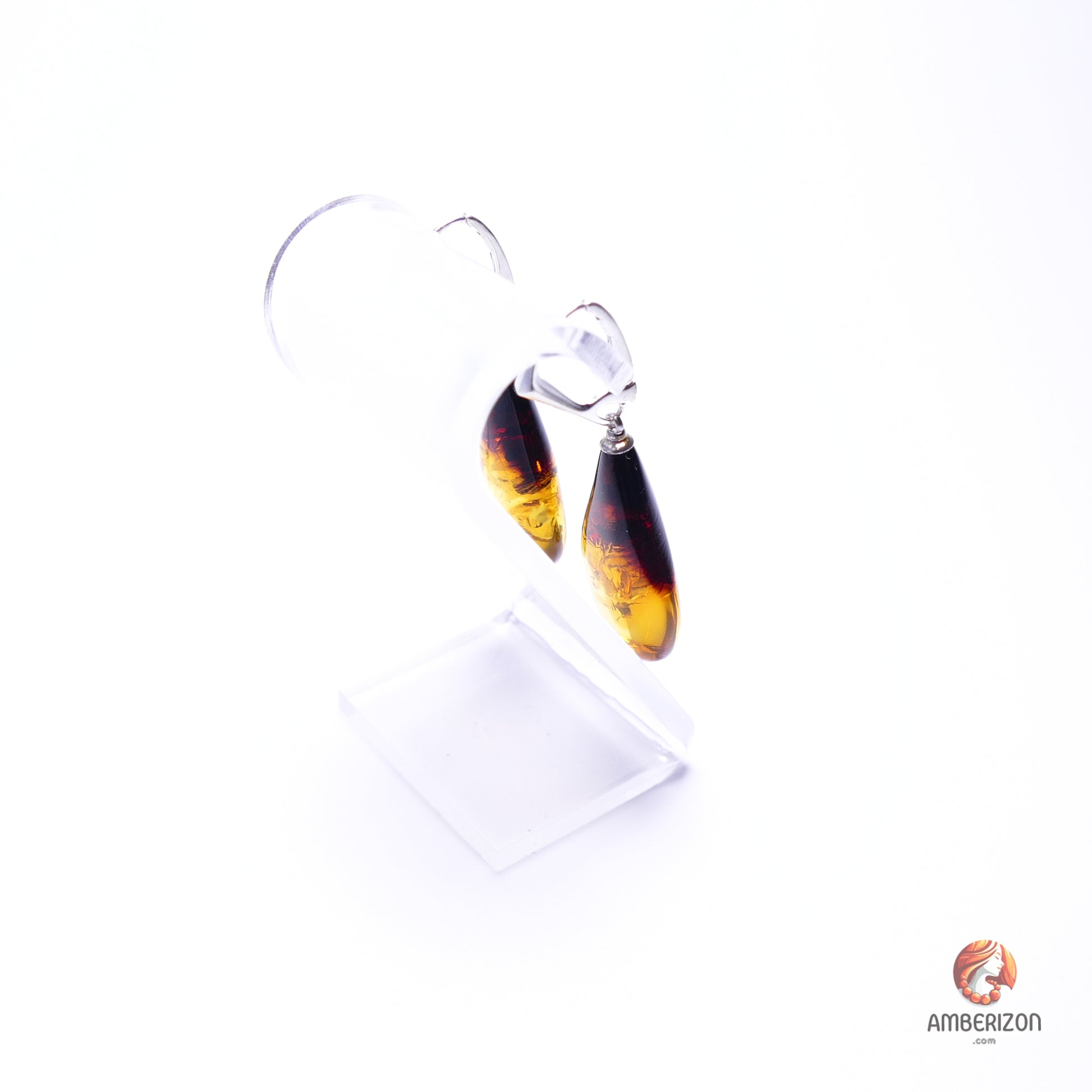 Baltic amber earrings - Droplets - leverbacks
