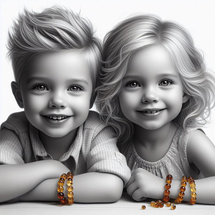 Baltic amber bracelets and anklets for children