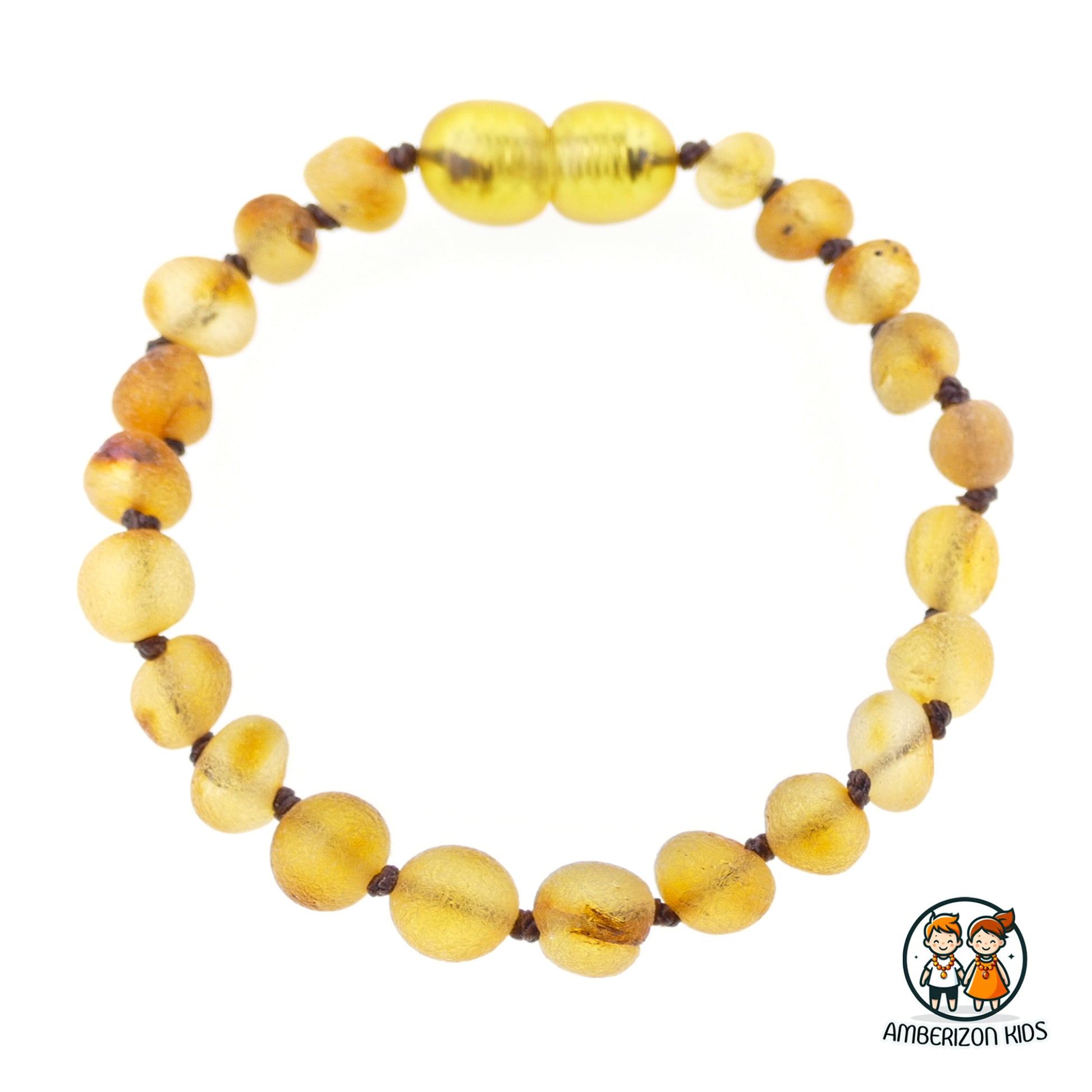Knotted sea amber baby bracelet - anklet - Frosted unpolished beads