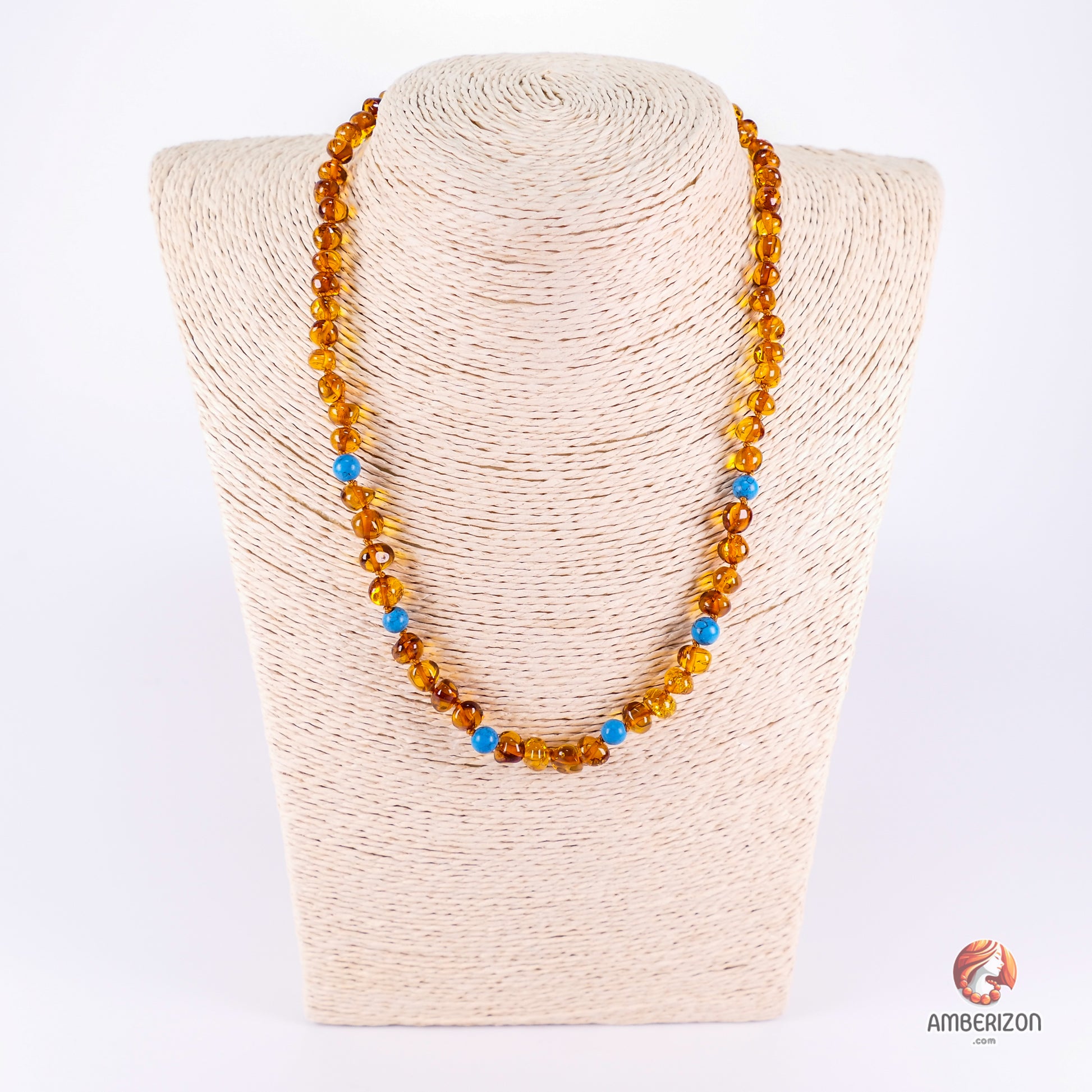 Women's necklace - Clear polished baroque amber beads