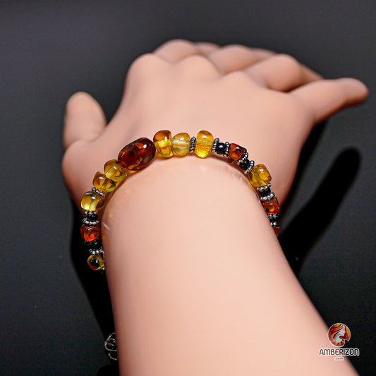 Baltic amber bracelet - Clear AAA honey round beads - Lobster clasp
