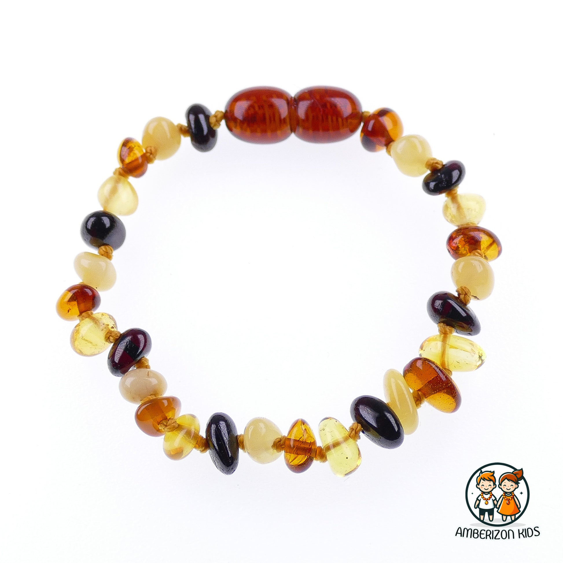 Multicolored amber baby bracelet-anklet - Smooth clear translucent chip beads