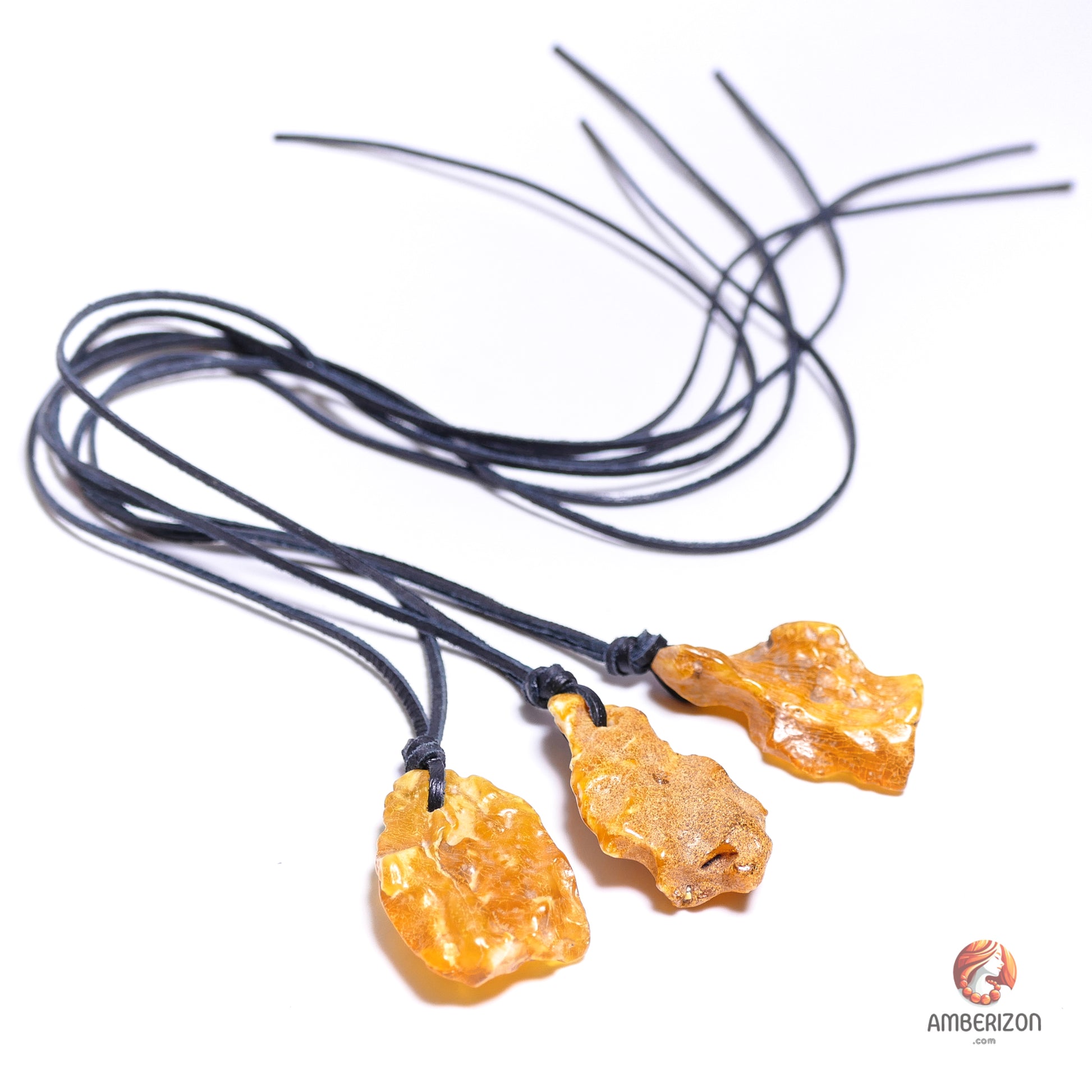 Freeform amber stone pendant - Butterscotch stone bead