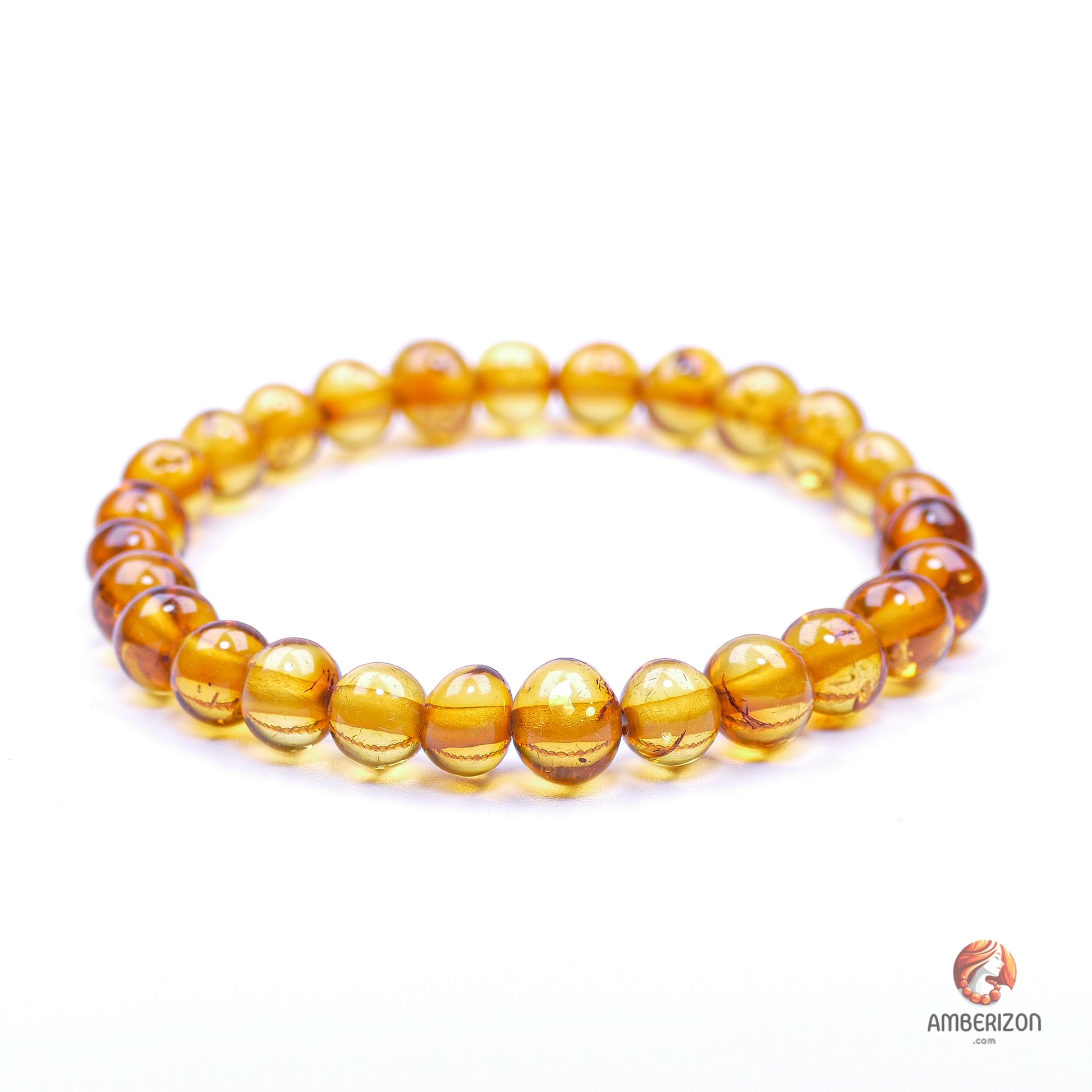 Clear polished amber bracelet - Premium translucent baroque beads