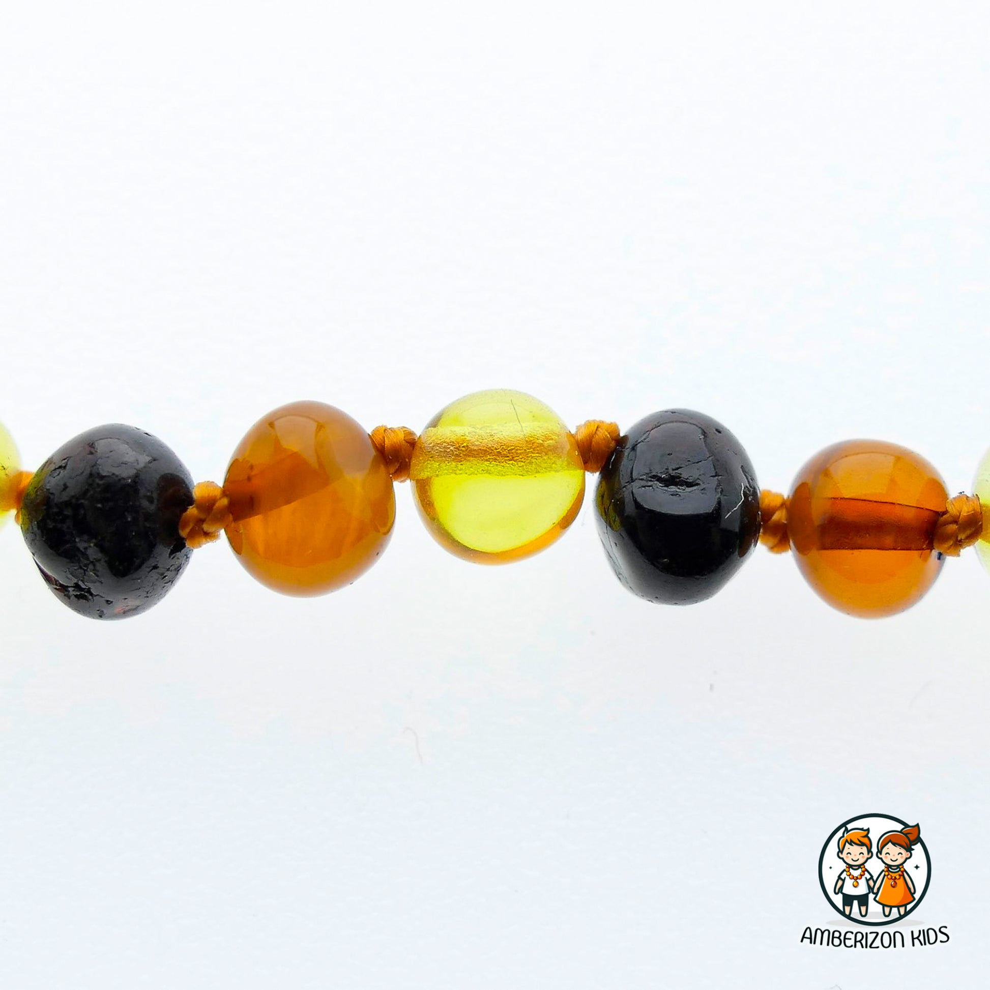 Baltic amber baby bracelet-anklet - Dark multicolored baroque beads
