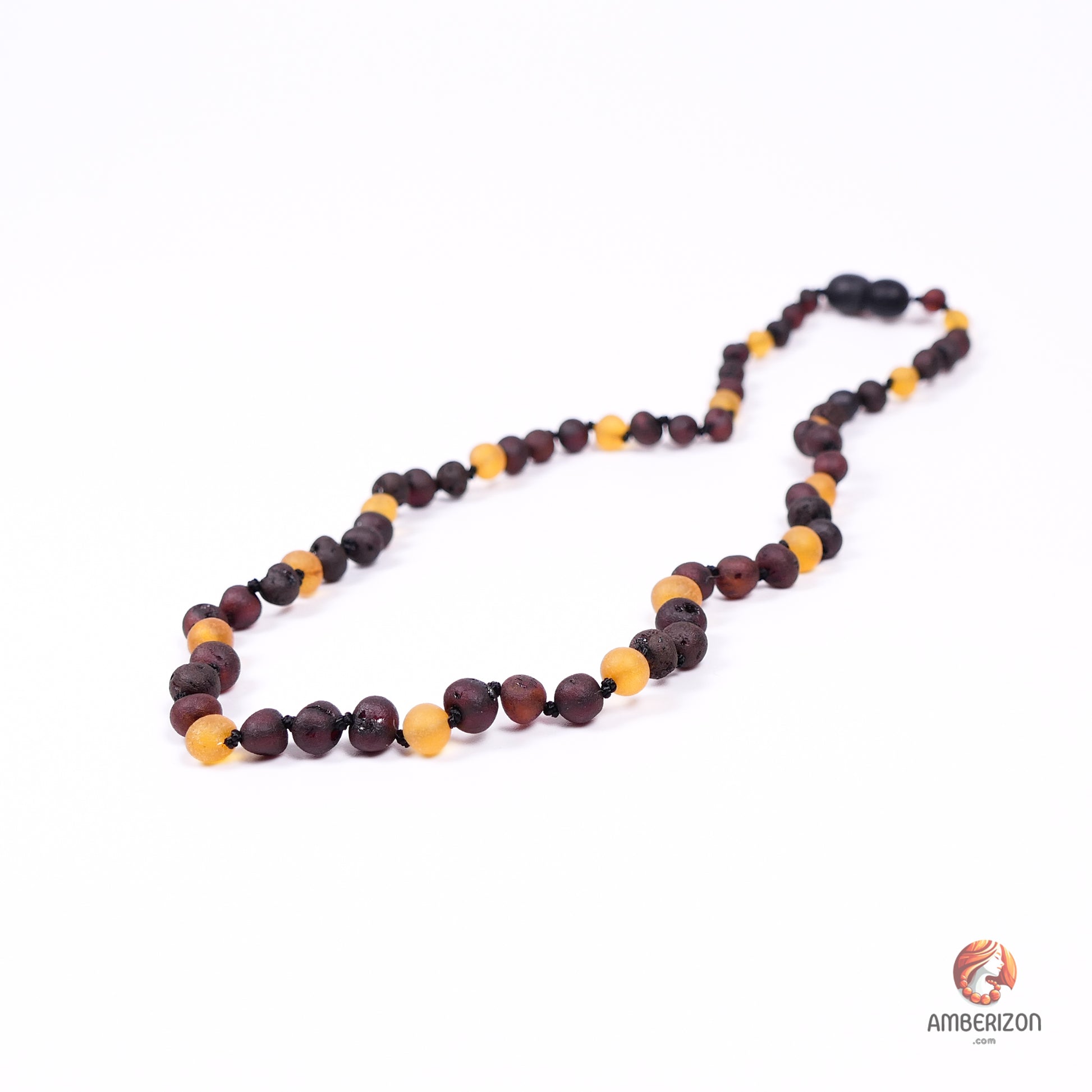 Minimalist women's necklace - Cherry and honey Baroque raw amber beads