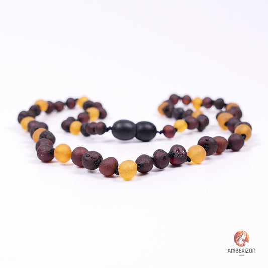 Minimalist women's necklace - Cherry and honey Baroque raw amber beads