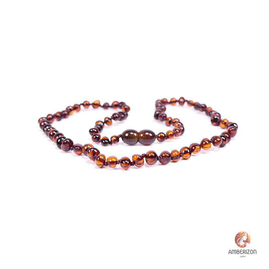 Minimalist women's necklace - Cherry Baroque polished amber beads