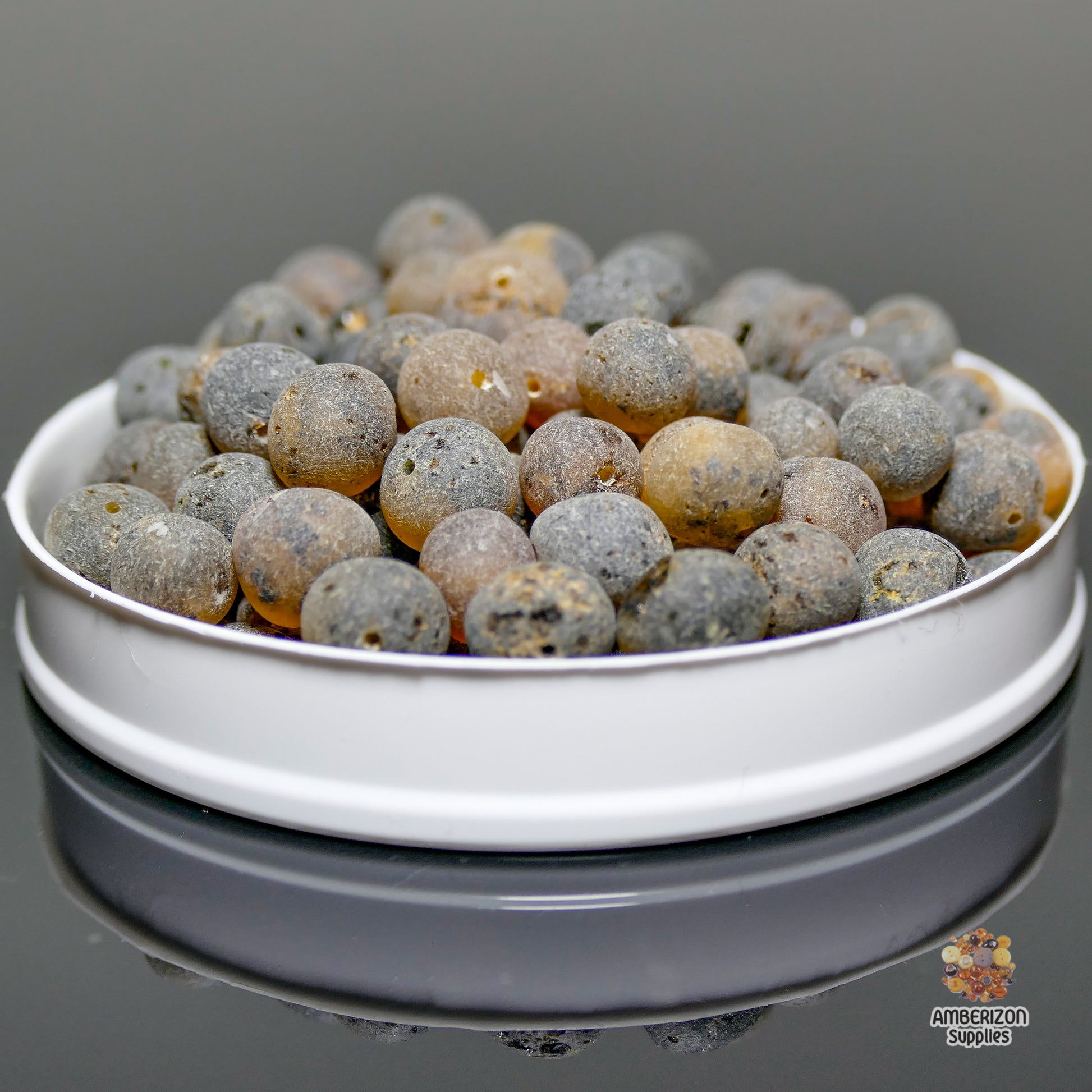 Loose amber beads for DIY - Dark grey baroque shape beads
