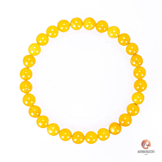 Egg yolk amber ball bracelet - Premium round beads - Stretchy