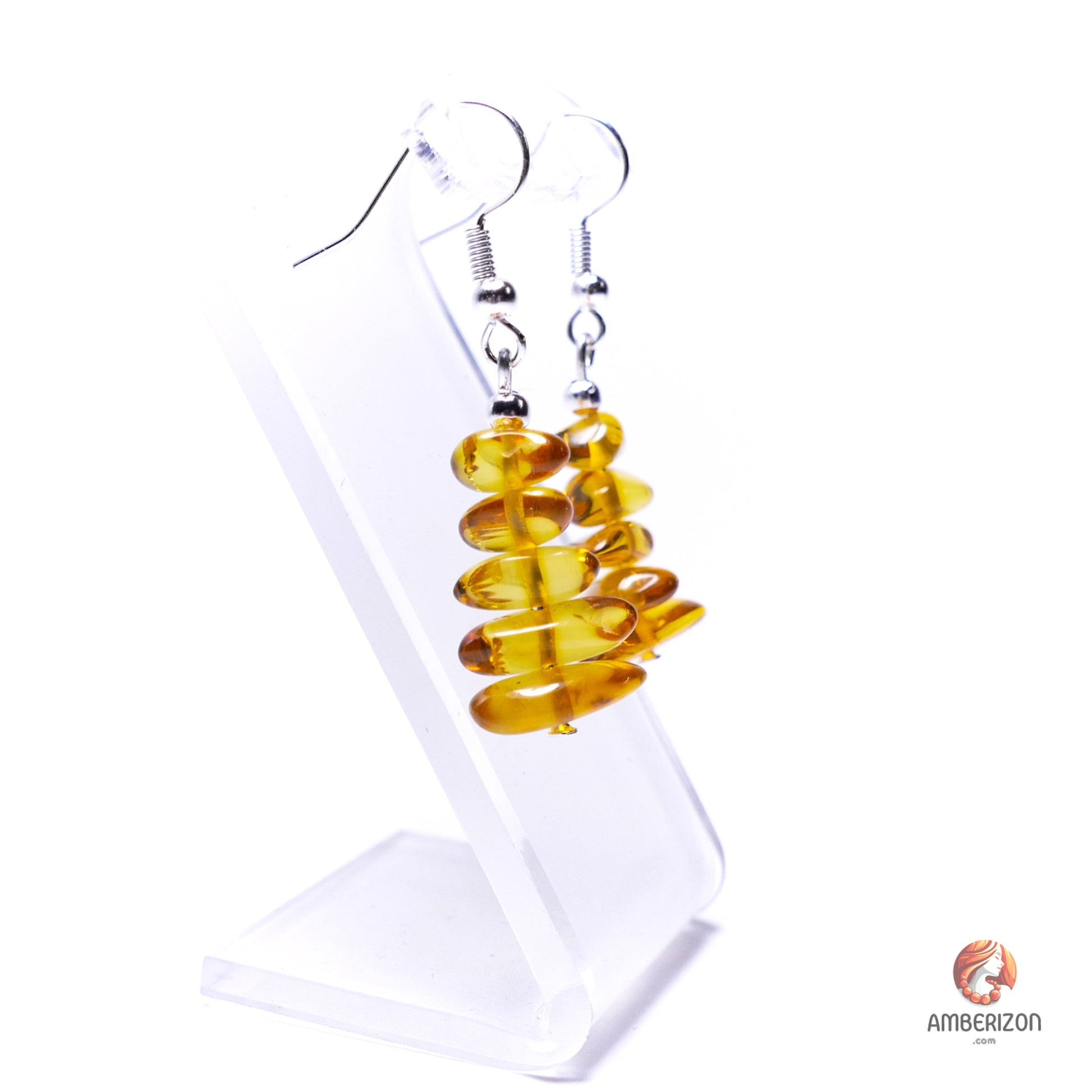 Baltic amber chip earrings - Smooth translucent beads