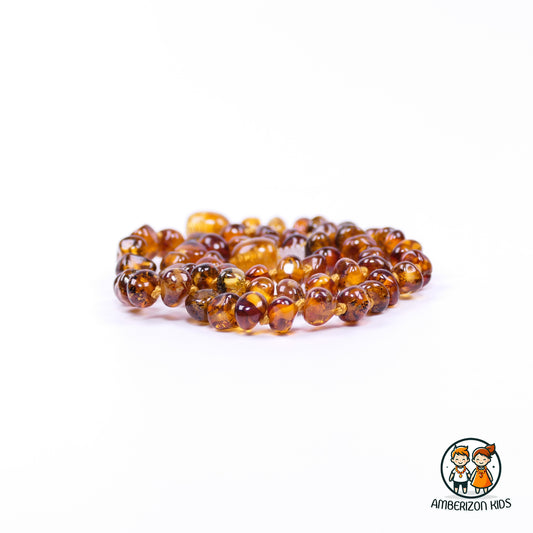 Polished Baltic amber baby necklace - Unisex - Honey-green beads