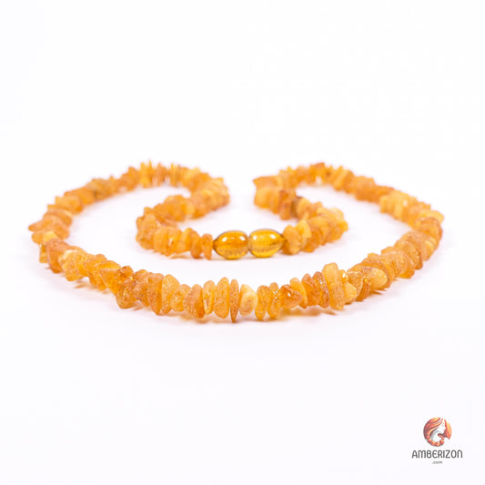 Women's Baltic raw Amber Necklace - Modern Chip Design - Handcrafted