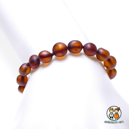 Cherry frosted amber baby bracelet-anklet - Jumbo baroque beads