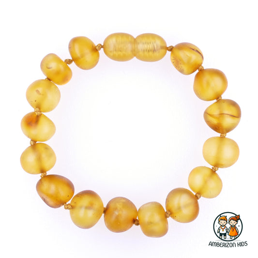 ~⌀8.5-9mm - Sea amber semi-polished amber baby bracelet-anklet - AAA Jumbo baroque beads