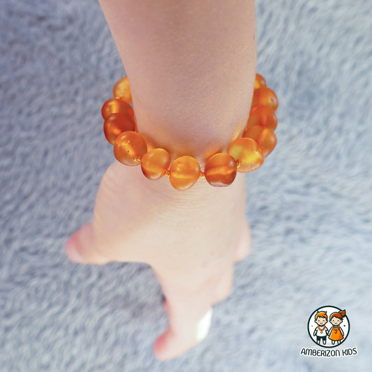 ~⌀8.5-9mm - Sea amber semi-polished amber baby bracelet-anklet - AAA Jumbo baroque beads