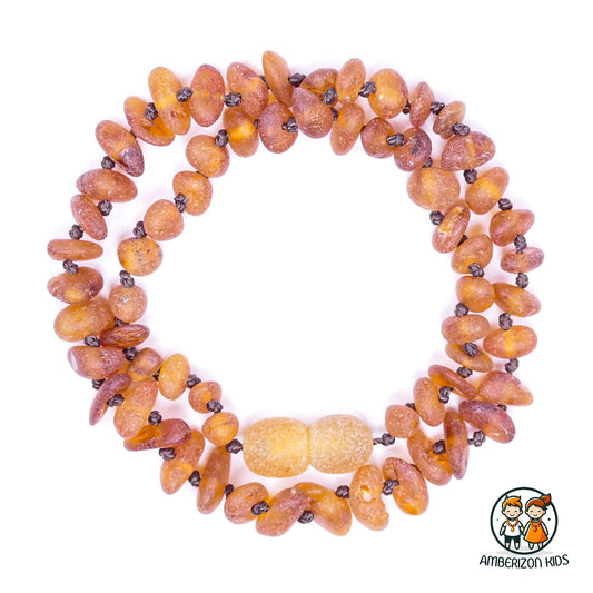 Light cognac raw amber baby necklace - Unisex - Chip beads
