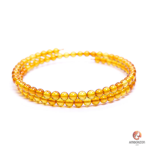 Memory wire amber bracelet - Clear AAA honey round beads