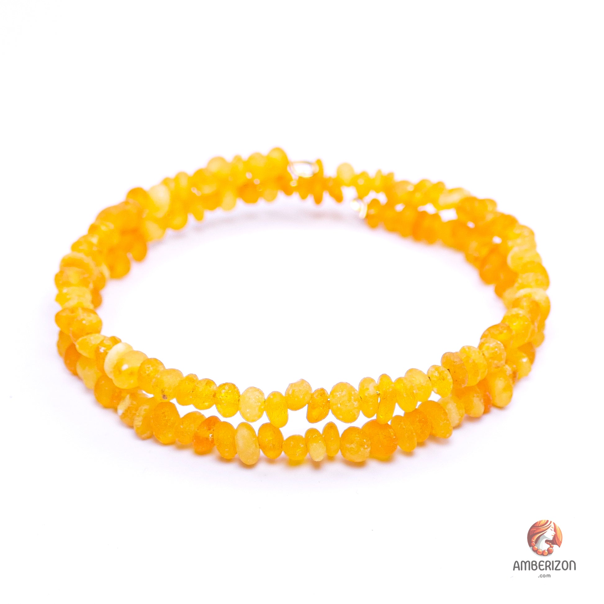 Memory wire raw amber bracelet - SEA amber frosted finish beads