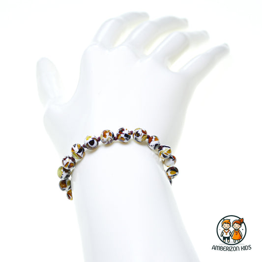 6-7mm beads - Mosaic amber baby bracelet - anklet - White resin with natural amber pieces