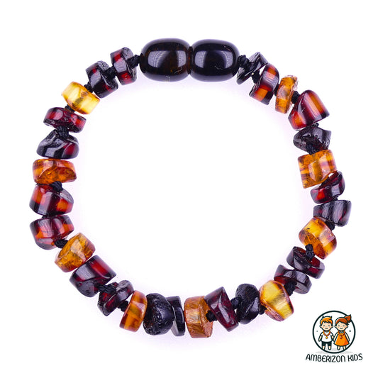 ~⌀5.5mm - Cylinder Baltic amber baby bracelet-anklet - Polished multicolored beads