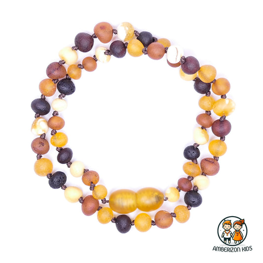 Multicolored cherry raw amber baby necklace - Unisex