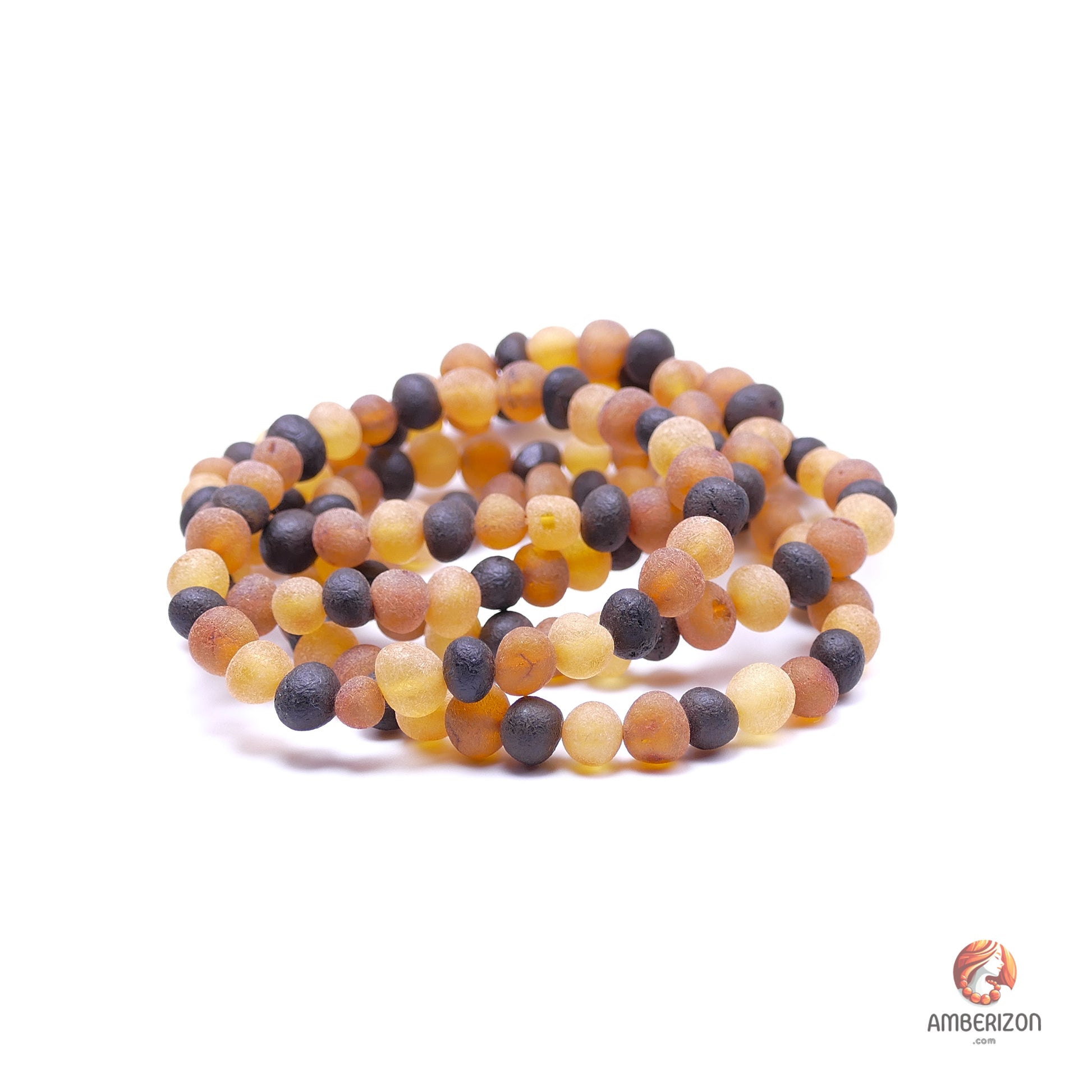 Unpolished raw amber bracelet - Premium frosted finish baroque beads - Stretchy