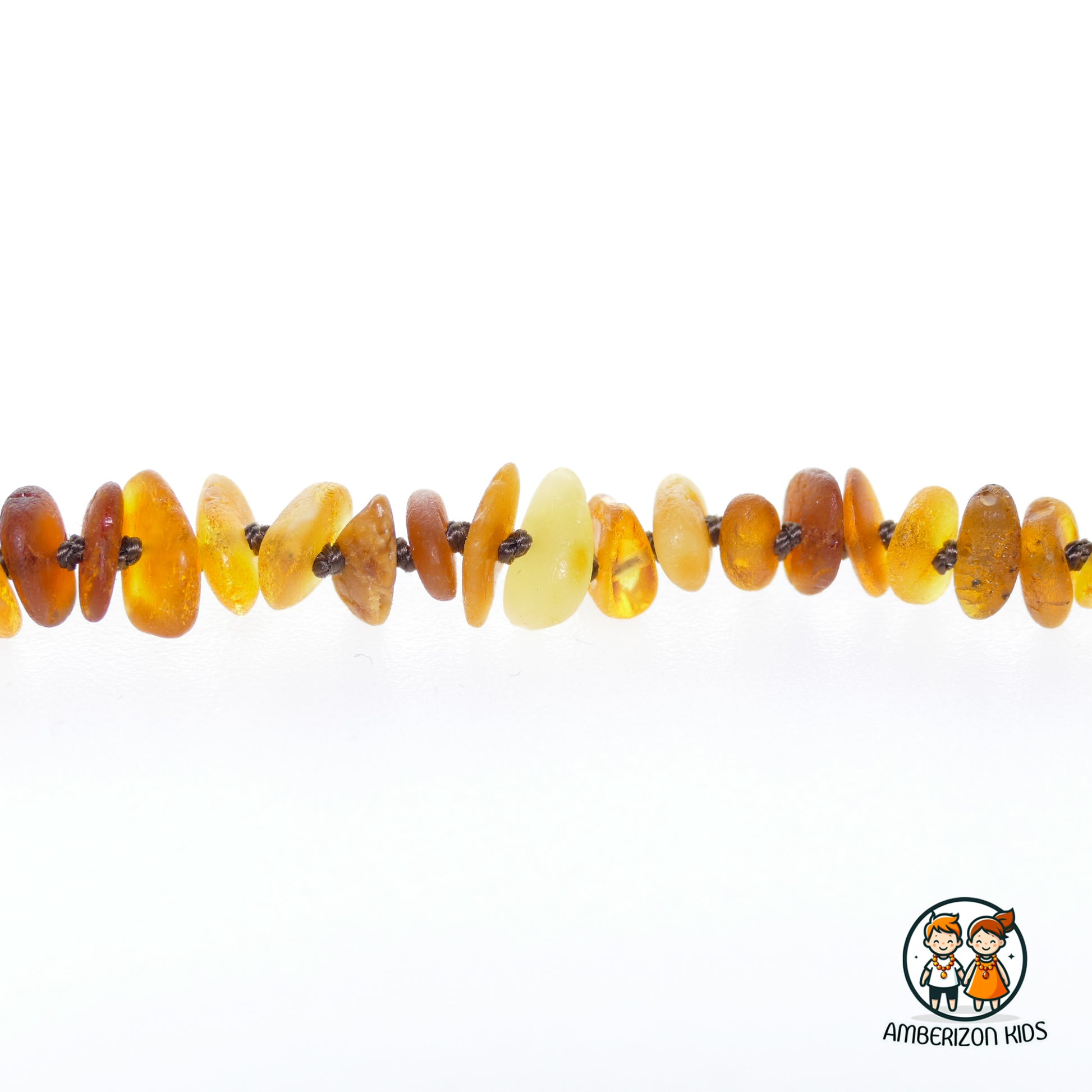 Multiolored sea amber baby bracelet-anklet - Smooth frosted chip beads
