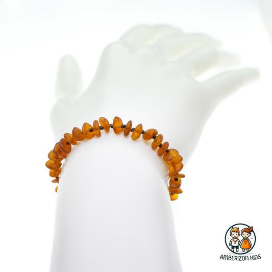 6-10mm - Orange raw amber baby bracelet-anklet - Smooth frosted chip beads