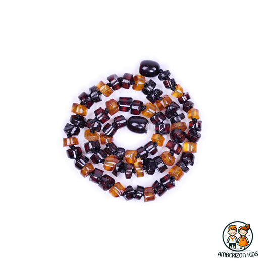 Cylinder bead Baltic amber baby necklace - Smooth polished amber beads