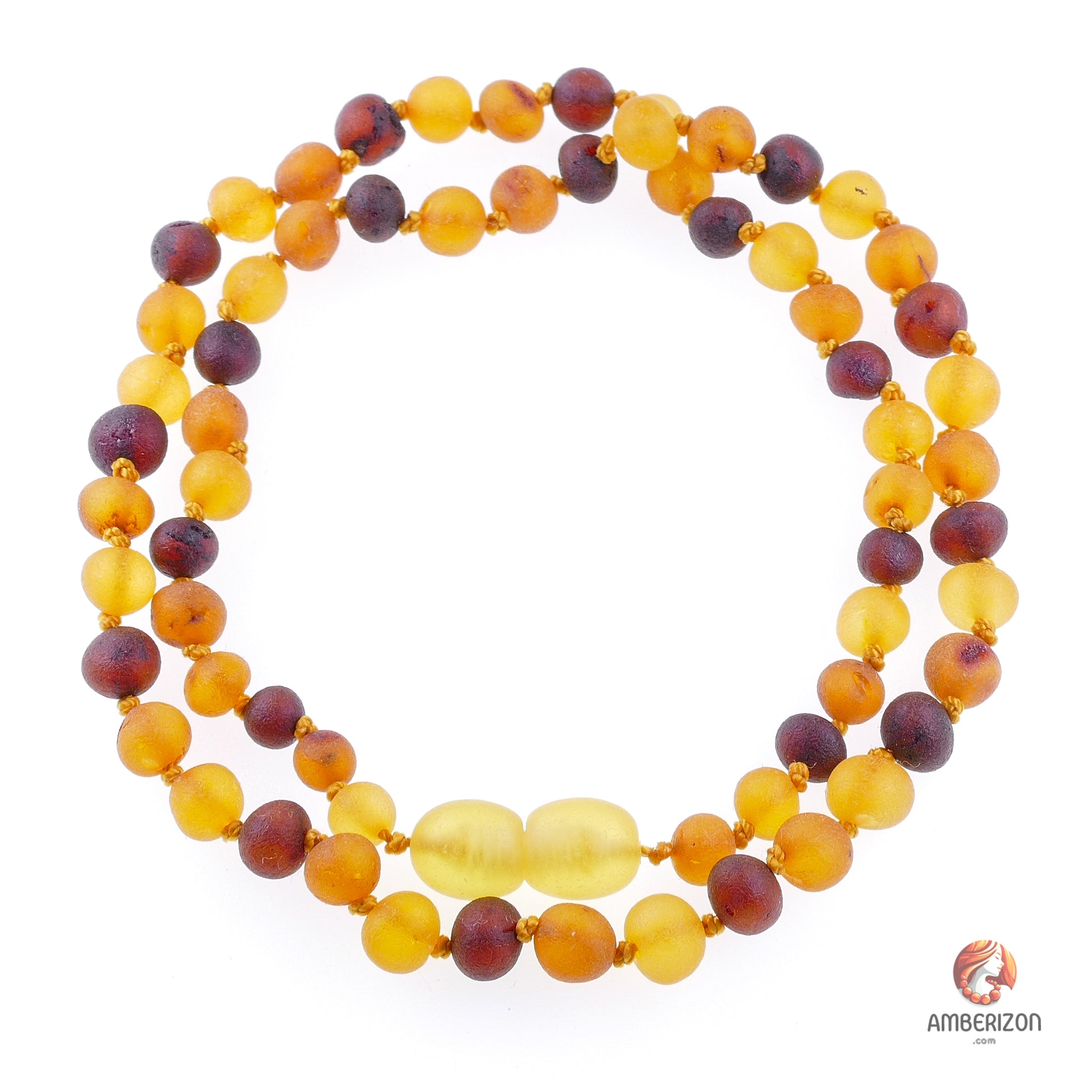 Multicolored Women's necklace - Baroque raw amber beads