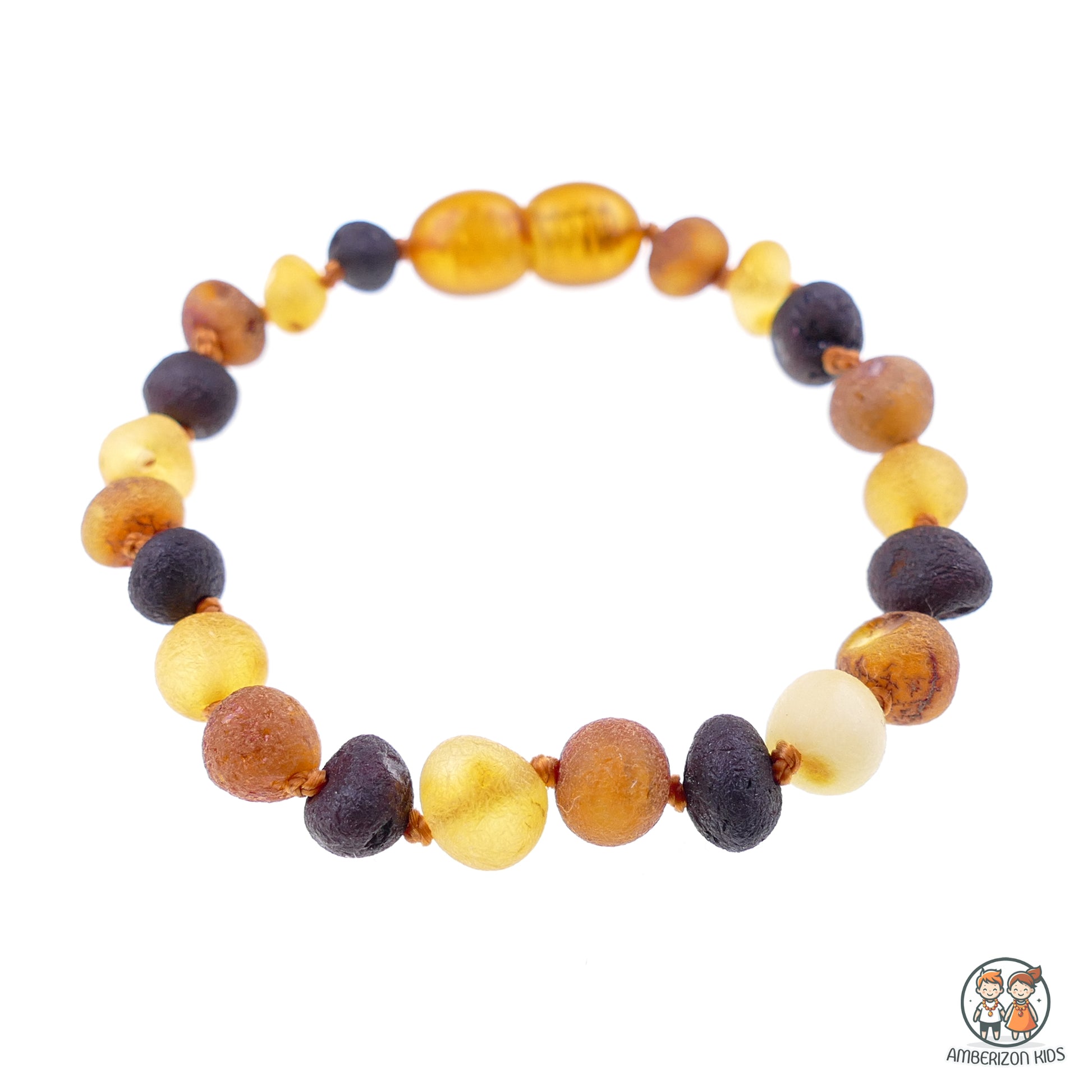 Raw amber baby bracelet-anklet - Multicolored baroque beads