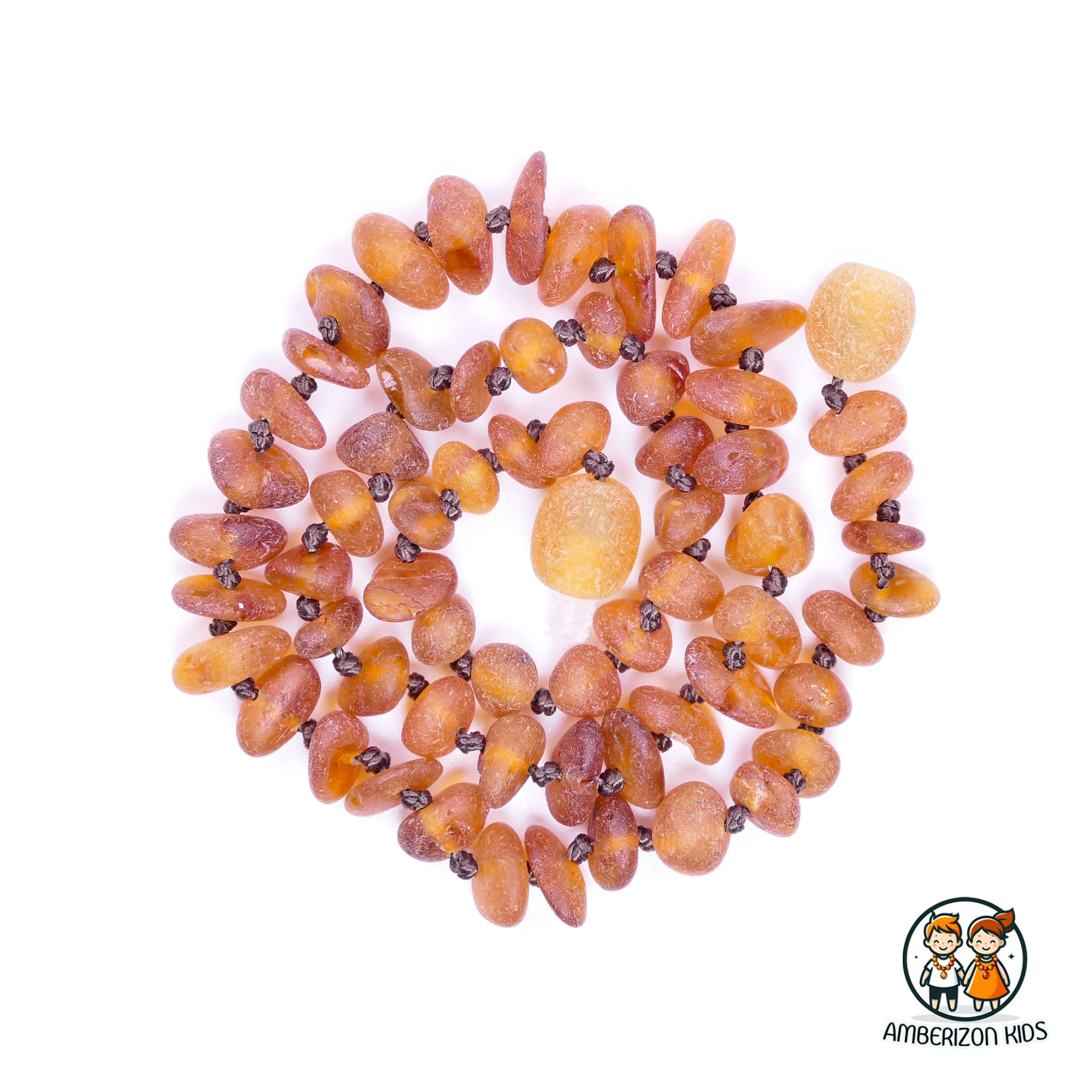 Light cognac raw amber baby necklace - Unisex - Chip beads