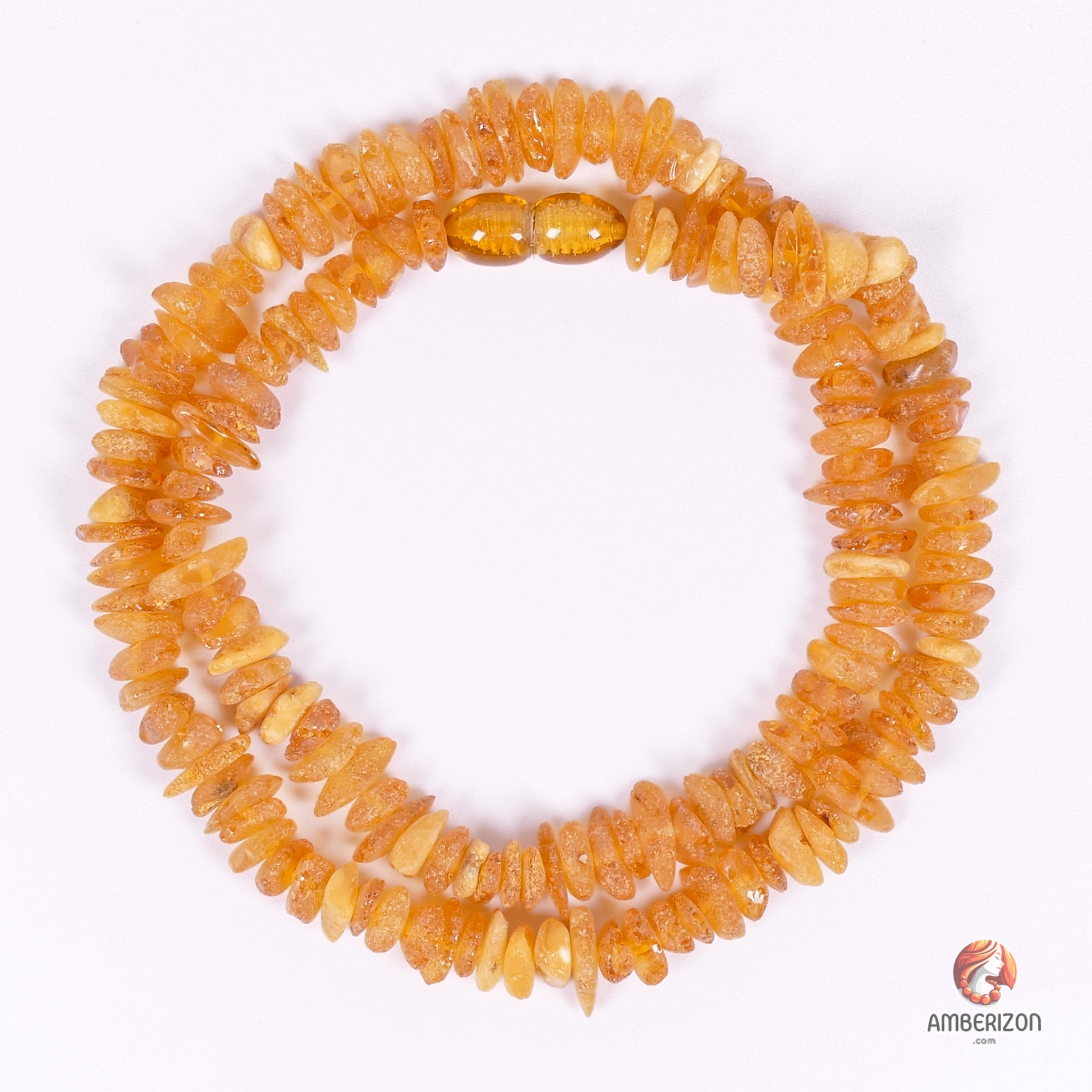 Women's necklace - Raw unpolished amber chip beads honey color