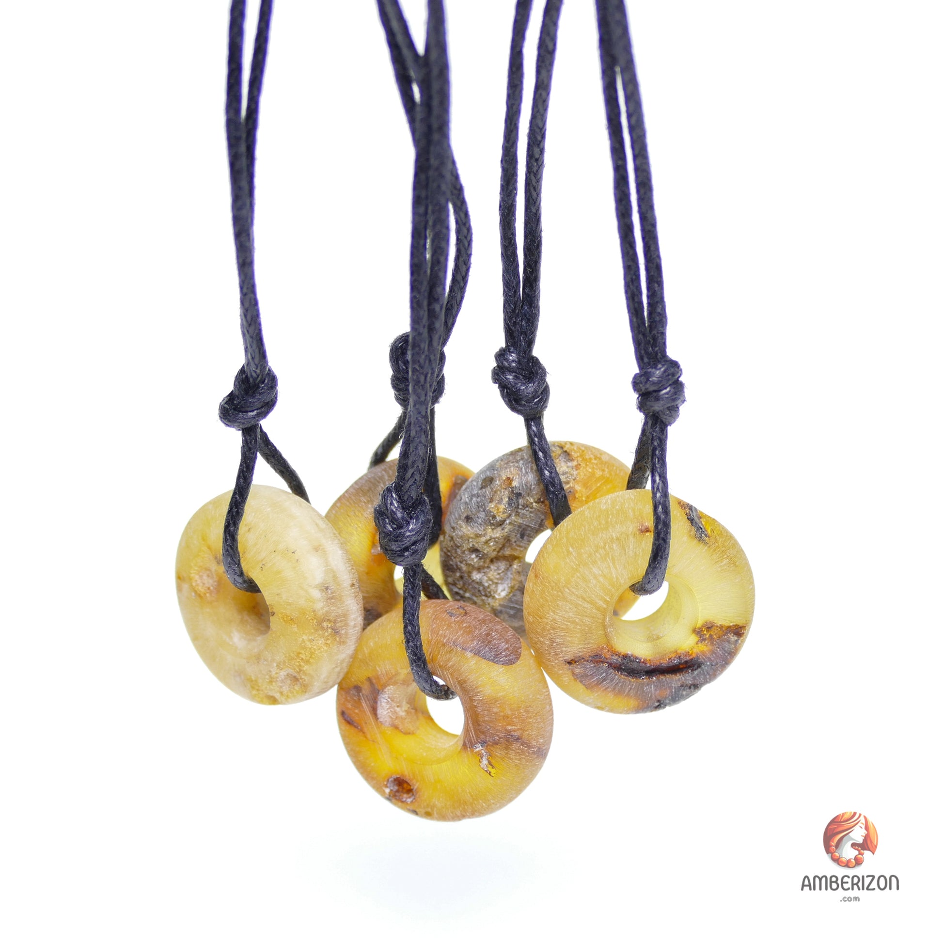 Baltic amber pendant - Grey donut