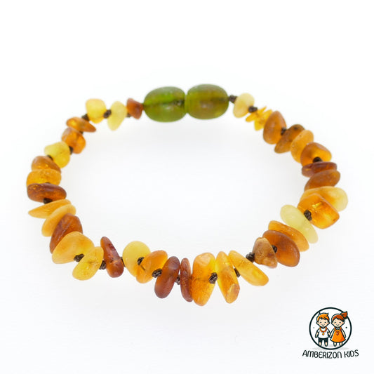 Multiolored sea amber baby bracelet-anklet - Smooth frosted chip beads