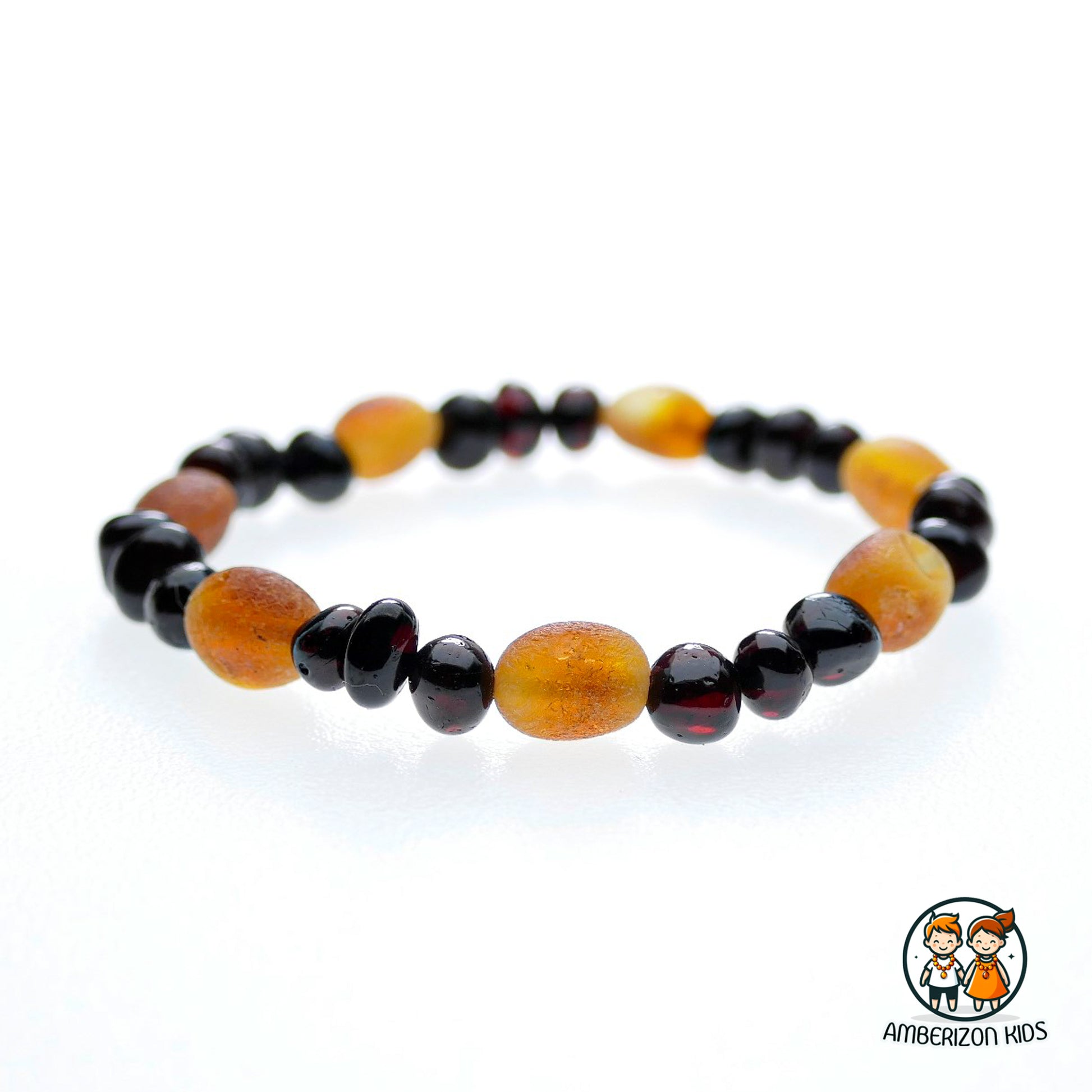 6-8.5mm beads - Natural amber baby bracelet - Cherry and sea amber bead mix