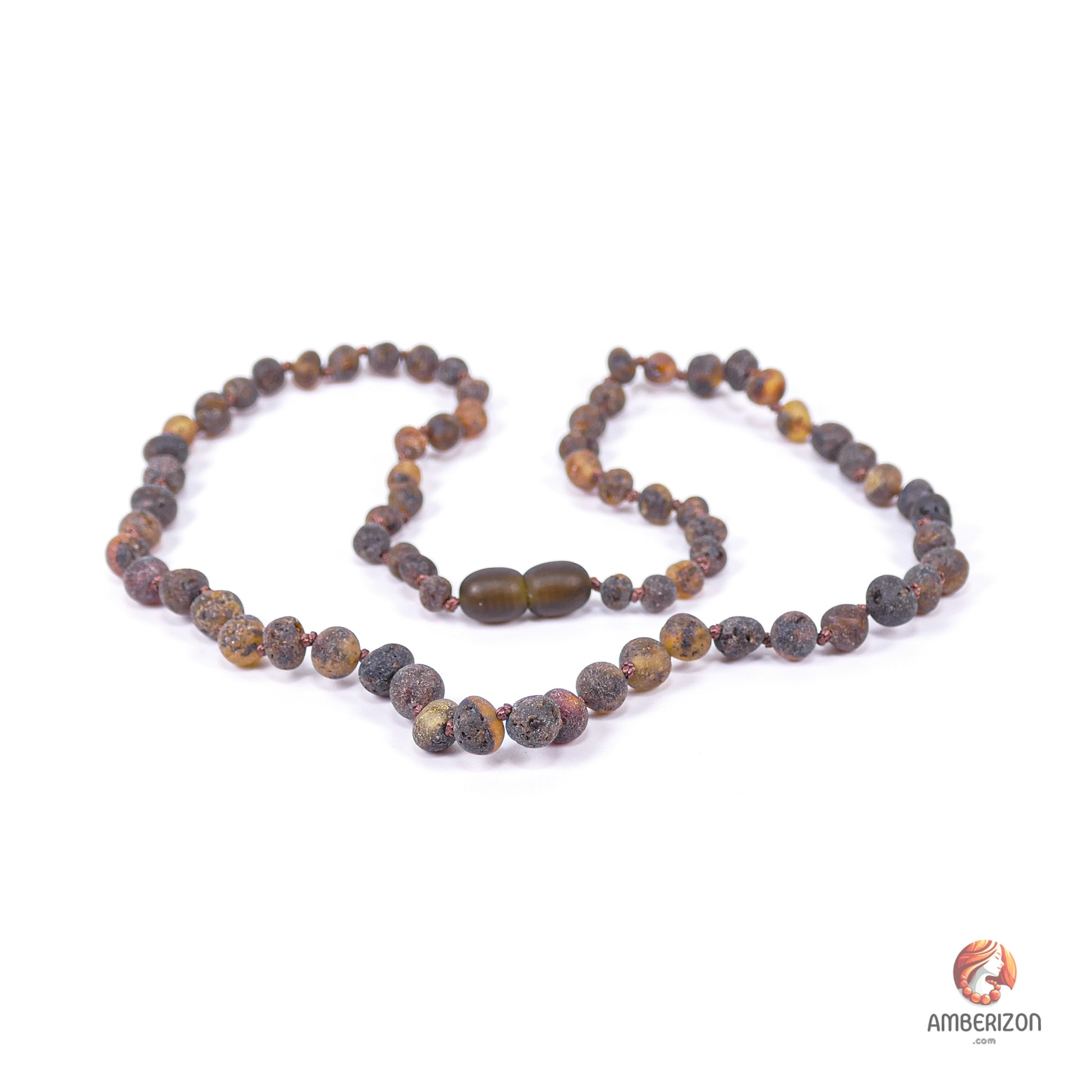 Grey minimalist women's necklace - Raw unpolished Baltic amber beads