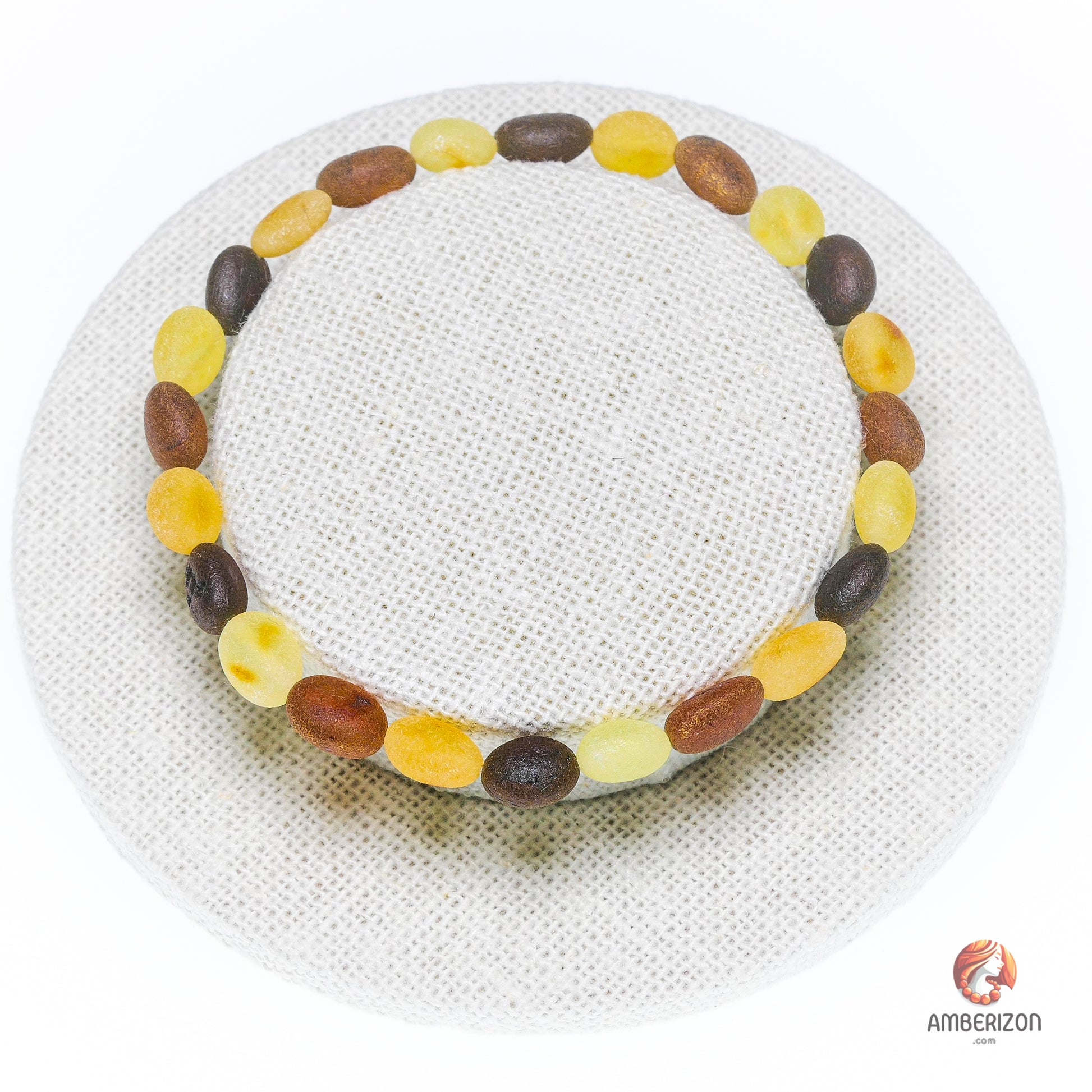 Multicolored raw amber bracelet - Unpolished bean shape beads