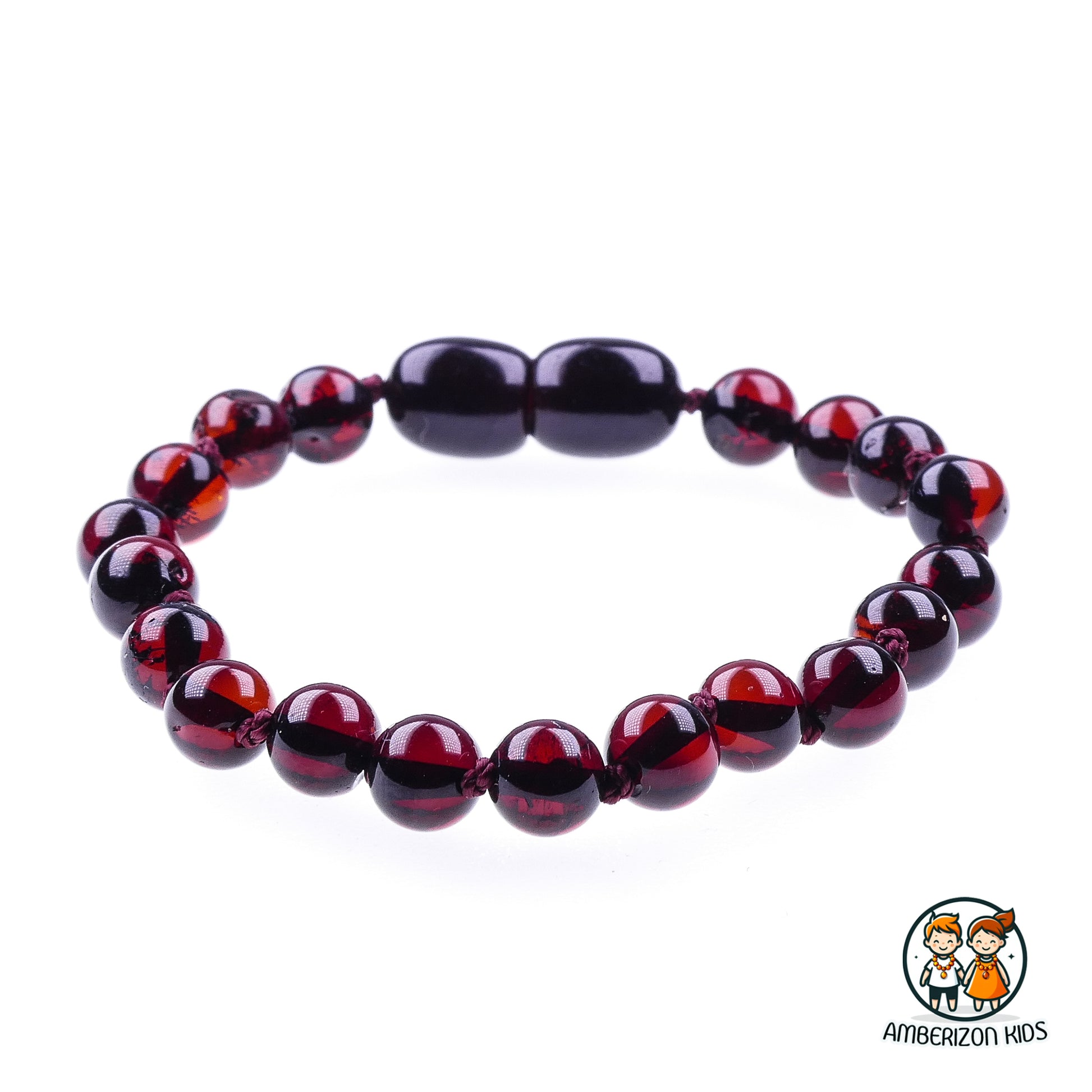 Round Baltic amber baby bracelet-anklet - Clear polished cherry balls