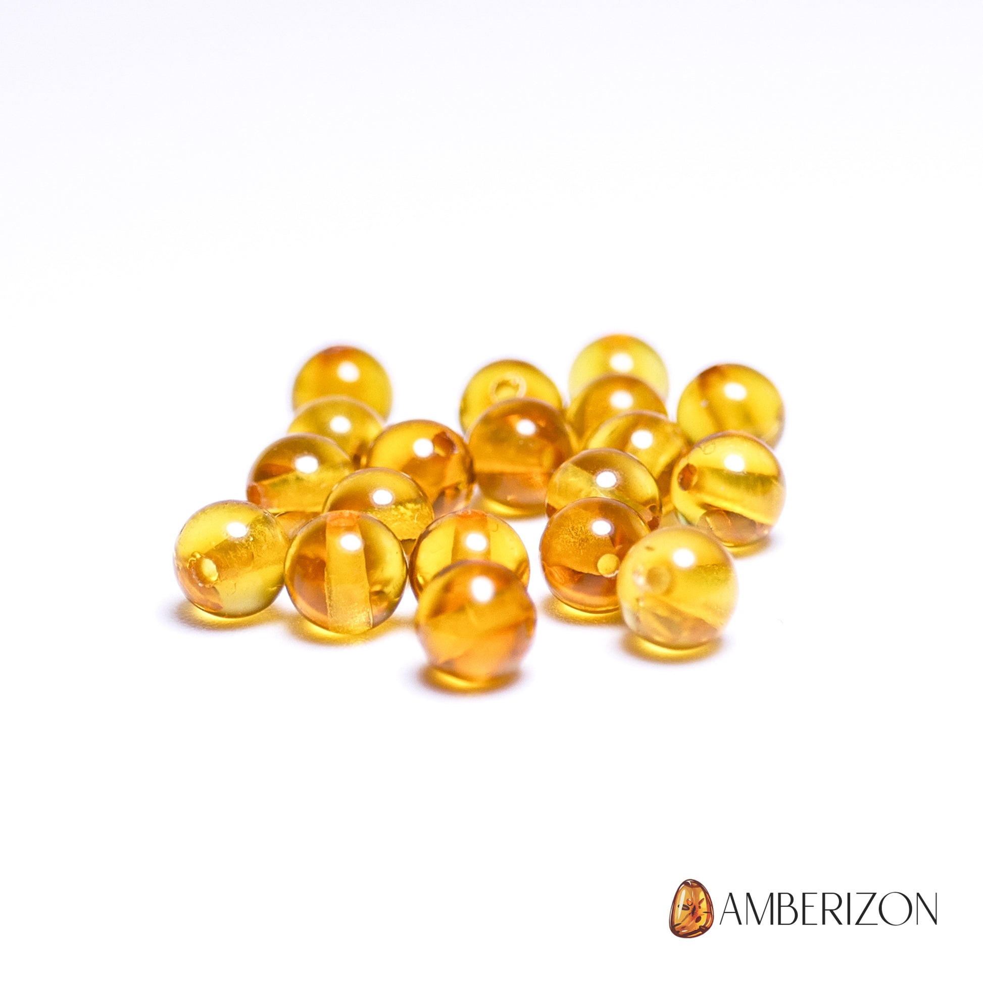 Round Baltic Amber Beads (Honey), Ø4mm, Ø5mm, Ø8mm, Polished Glossy, Sold Individually (Jewelry Making, DIY, Crafts) 4mm 5mm 6mm 7mm 8mm 9mm 10mm balls