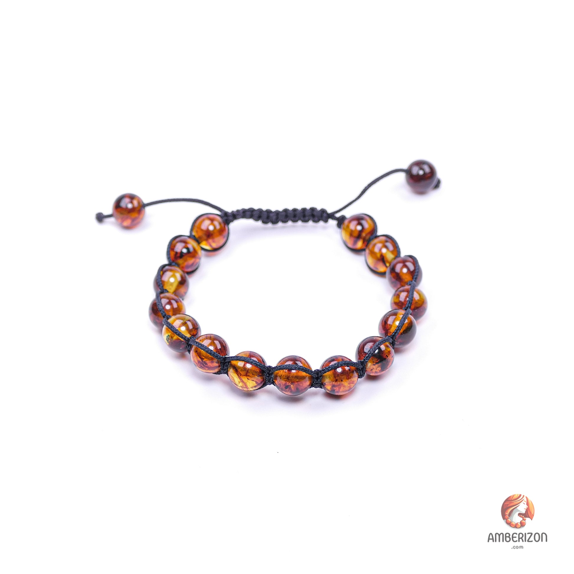 Round Shamballa amber bracelet - Clear round beads