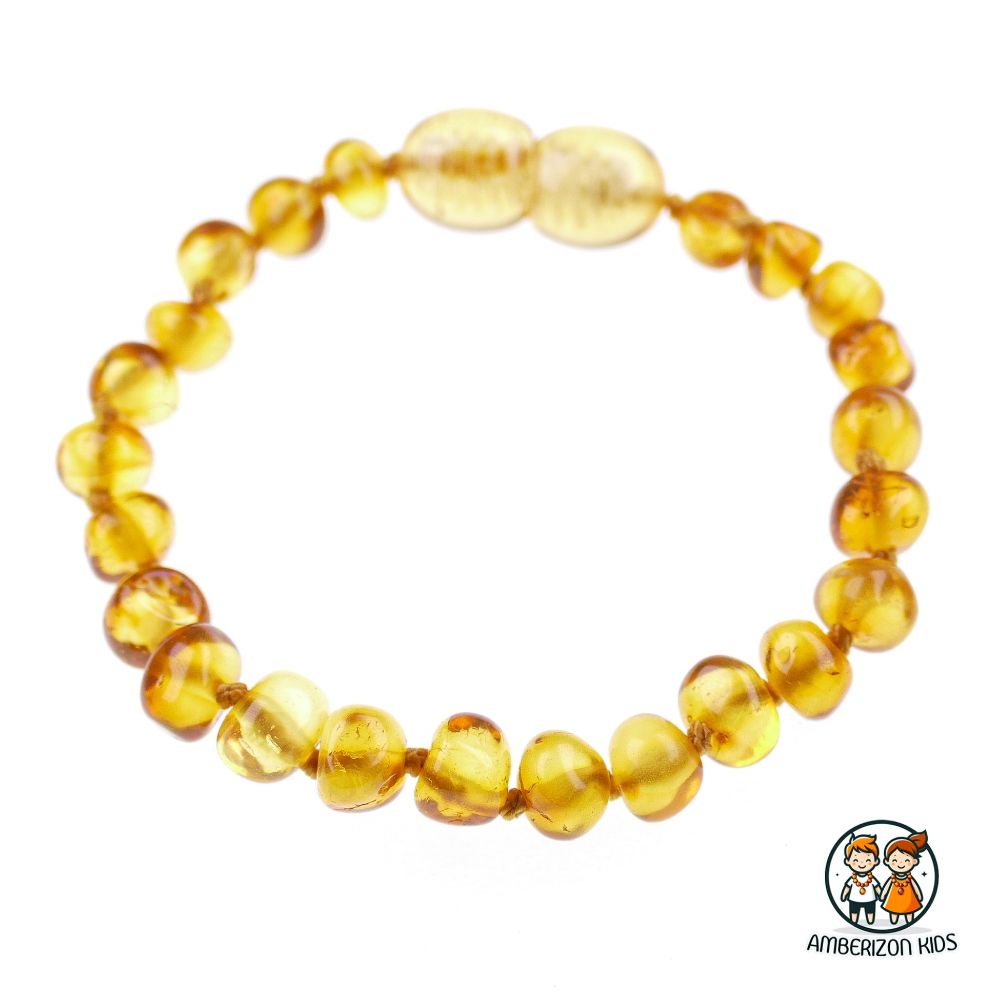 Honey polished amber baby bracelet - anklet - Clear translucent amber beads