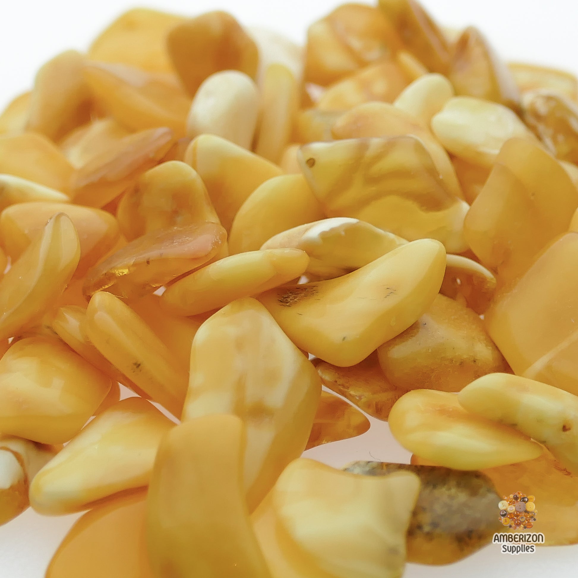 Tumbled polished butterscotch Baltic amber pieces stones flat chips for DIY jewelry making